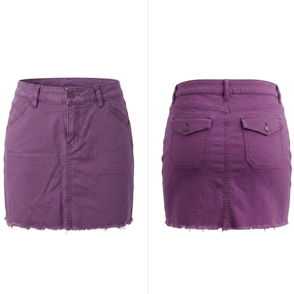 Vintage Gap Purple Denim Raw Hem Stretch Mini Skirt Women Size 4